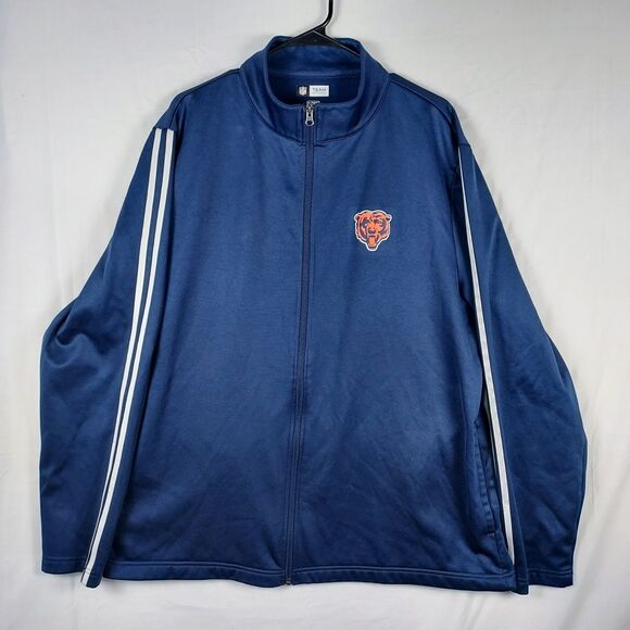 Chicago Bears XL Full Zip Jacket Navy NFL Team Apparel Striped Sleeve - Picture 1 of 8